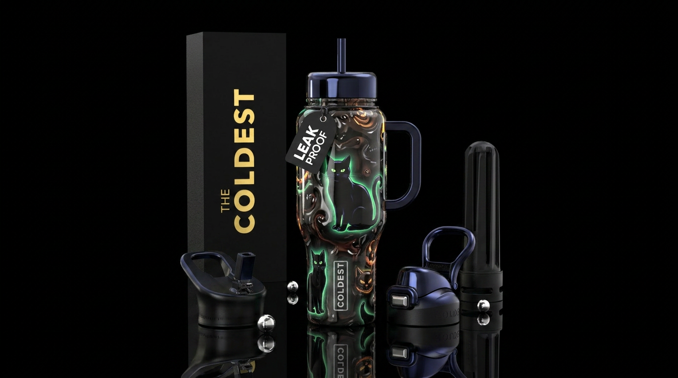 Beautiful Halloween hallmarks,glossy, trompe-l'œil... water bottle design