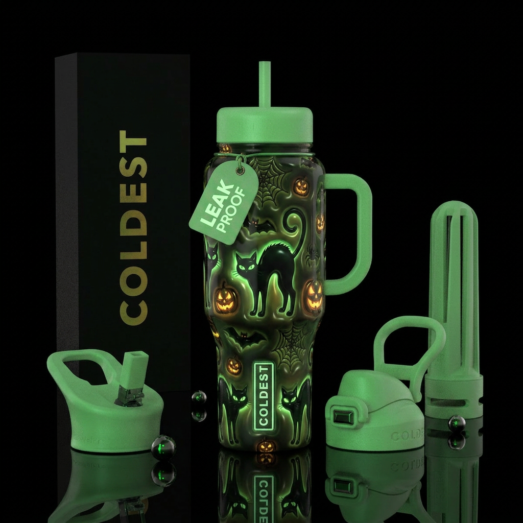 Beautiful Halloween hallmarks,glossy, trompe-l'œil... water bottle design