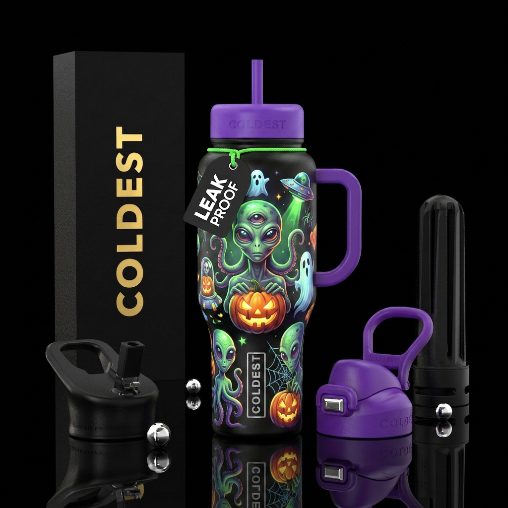 Beautiful Halloween hallmarks,glossy, trompe-l'œil... water bottle design