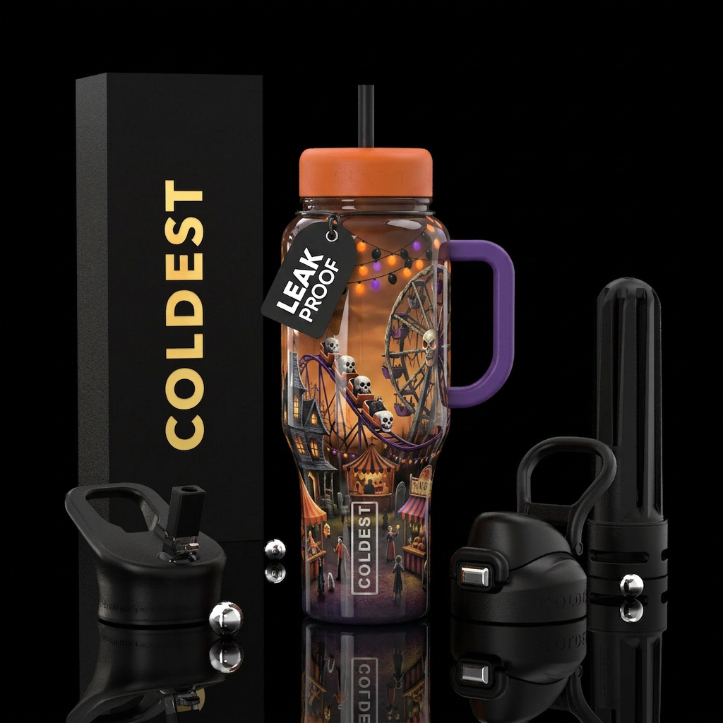Halloween carnival, glossy, trompe-l'œil water bottle design