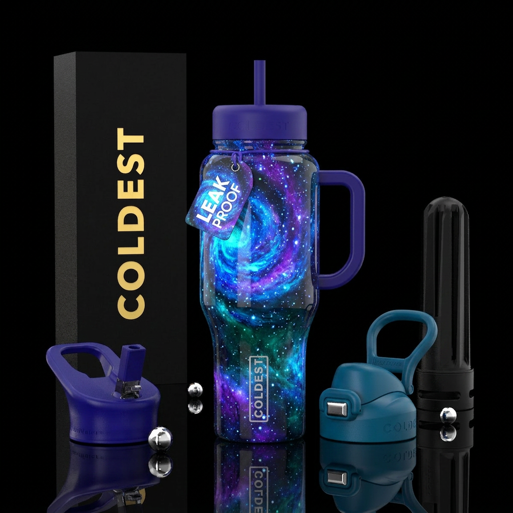 , glossy, trompe-l'œil, glow in the dark, intense,... water bottle design