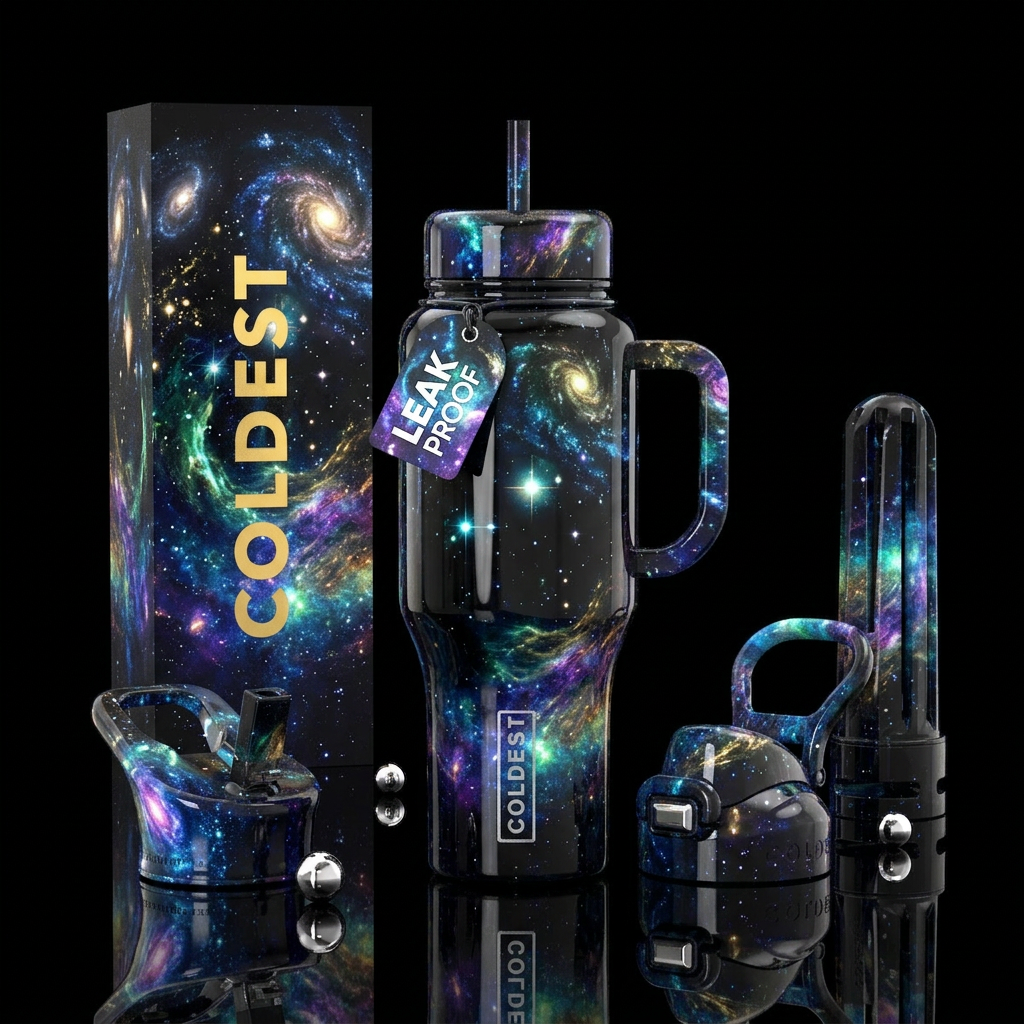 , glossy, trompe-l'œil, glow in the dark, intense,... water bottle design