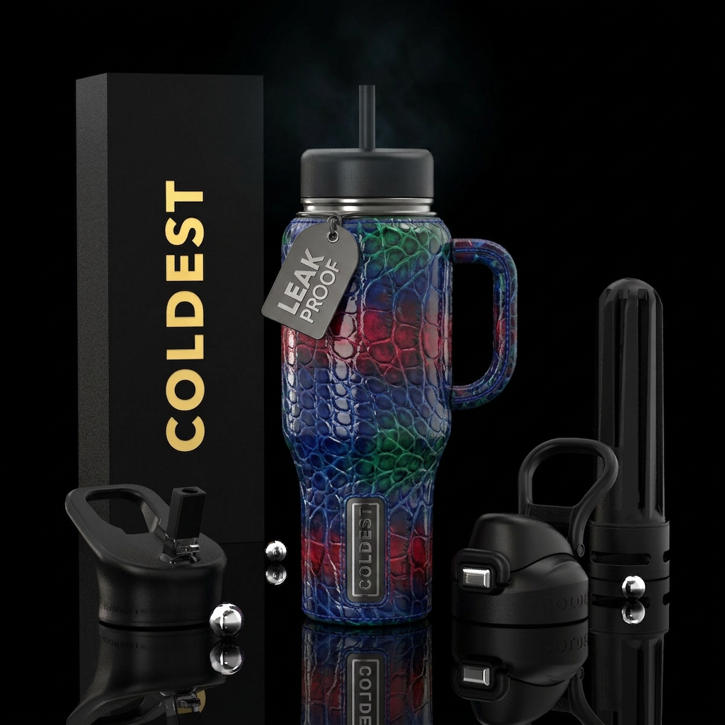 , glossy, trompe-l'œil,  intense, dreamy, divine, ... water bottle design