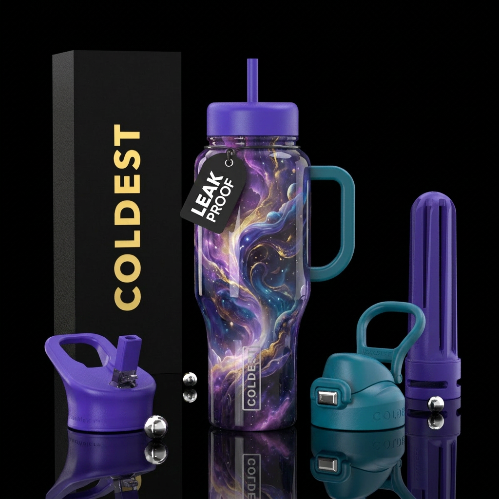 , glossy, trompe-l'œil,  intense, dreamy, divine, water bottle design