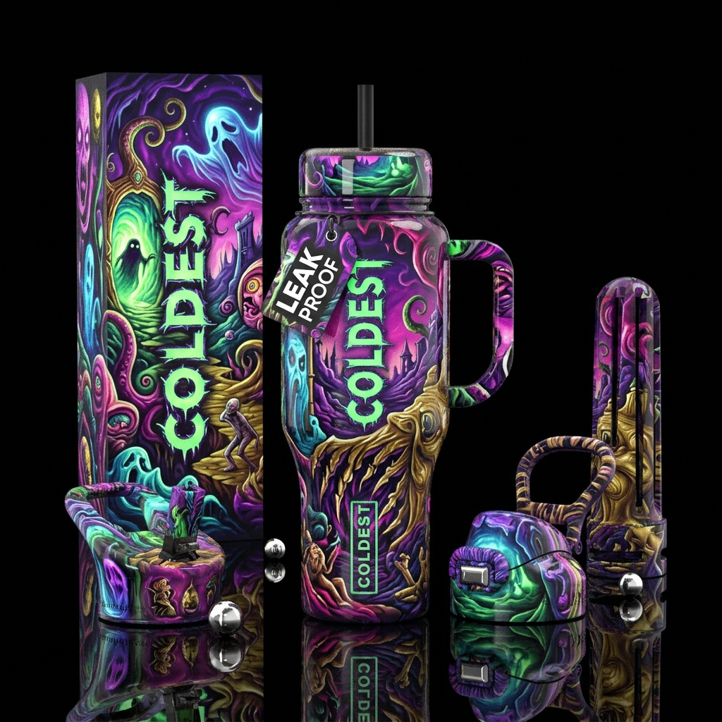 Nightmares,night terror, fright,, glossy, trompe-l... water bottle design