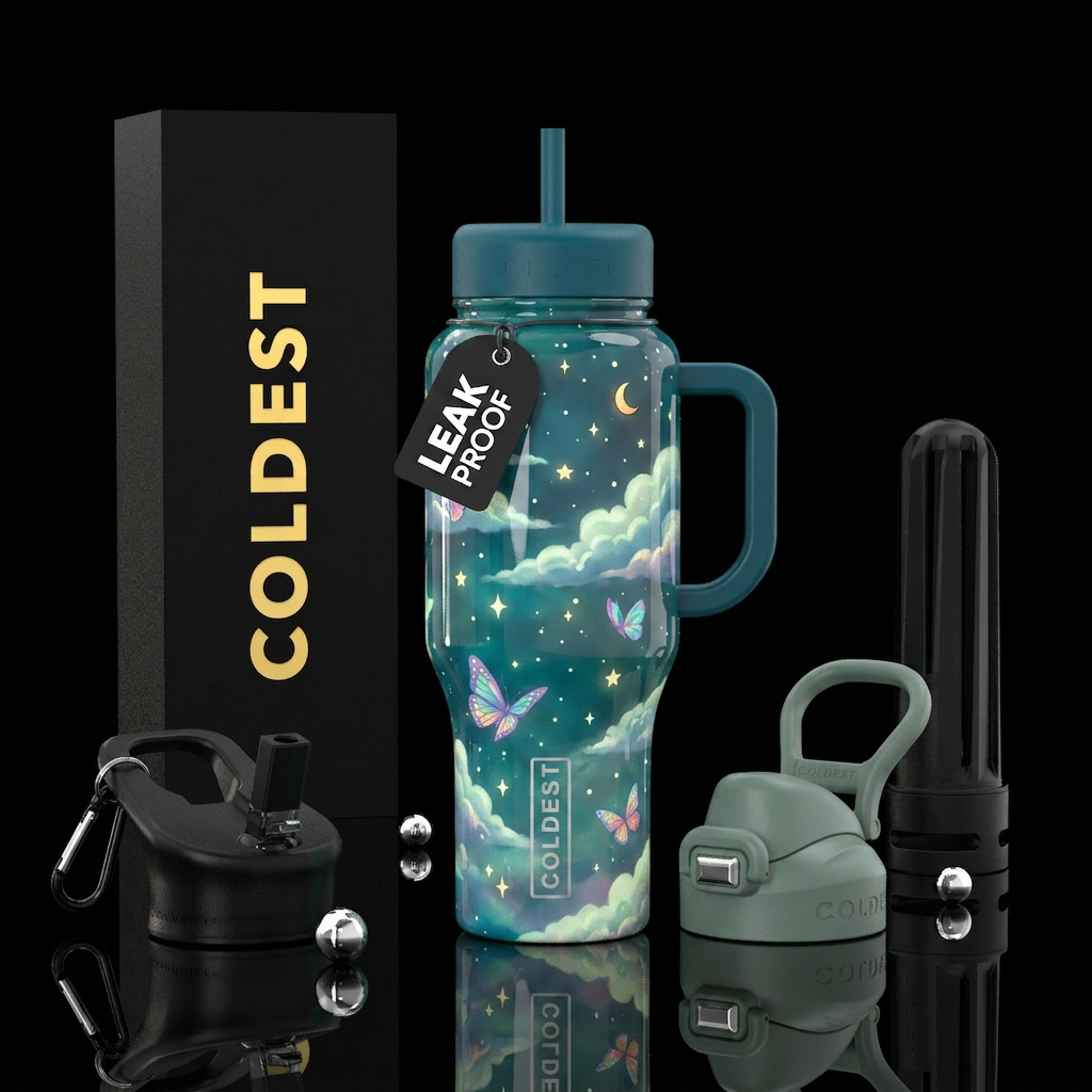 Day dreams, glossy, trompe-l'œil, glow in the dark... water bottle design