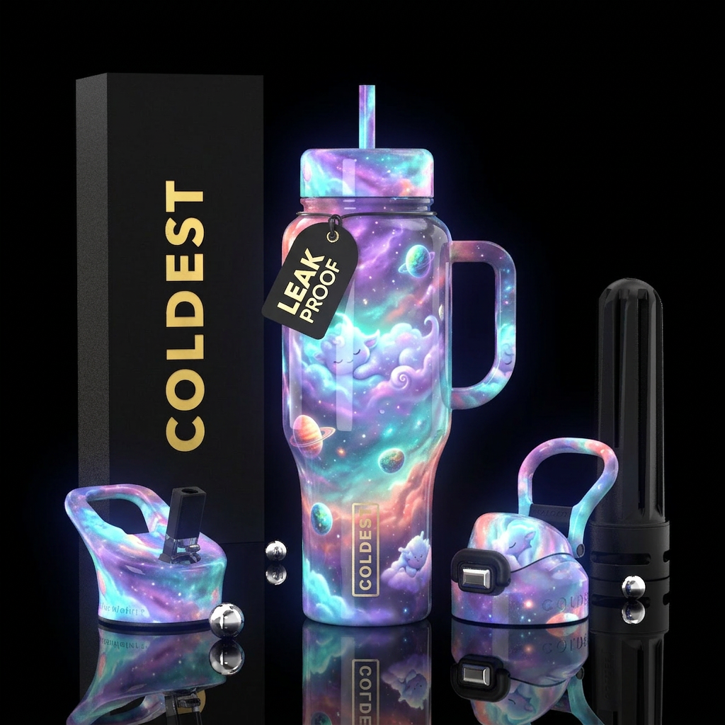 Day dreams, glossy, trompe-l'œil, glow in the dark... water bottle design