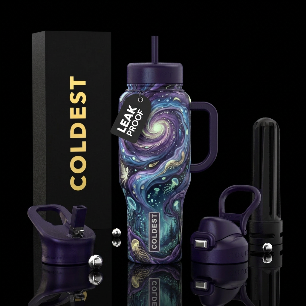 dreams, glossy, trompe-l'œil, glow in the dark,,dr... water bottle design