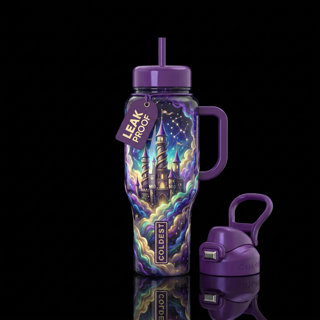 dreamer glossy, trompe-l'œil, glow in the dark,,dr... water bottle design