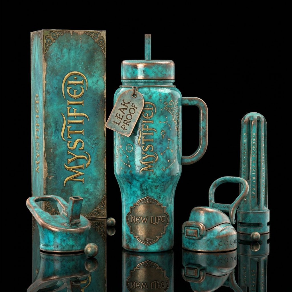 ,glossy, trompe-l'œil ,vintage,worn,new life,antiq... water bottle design