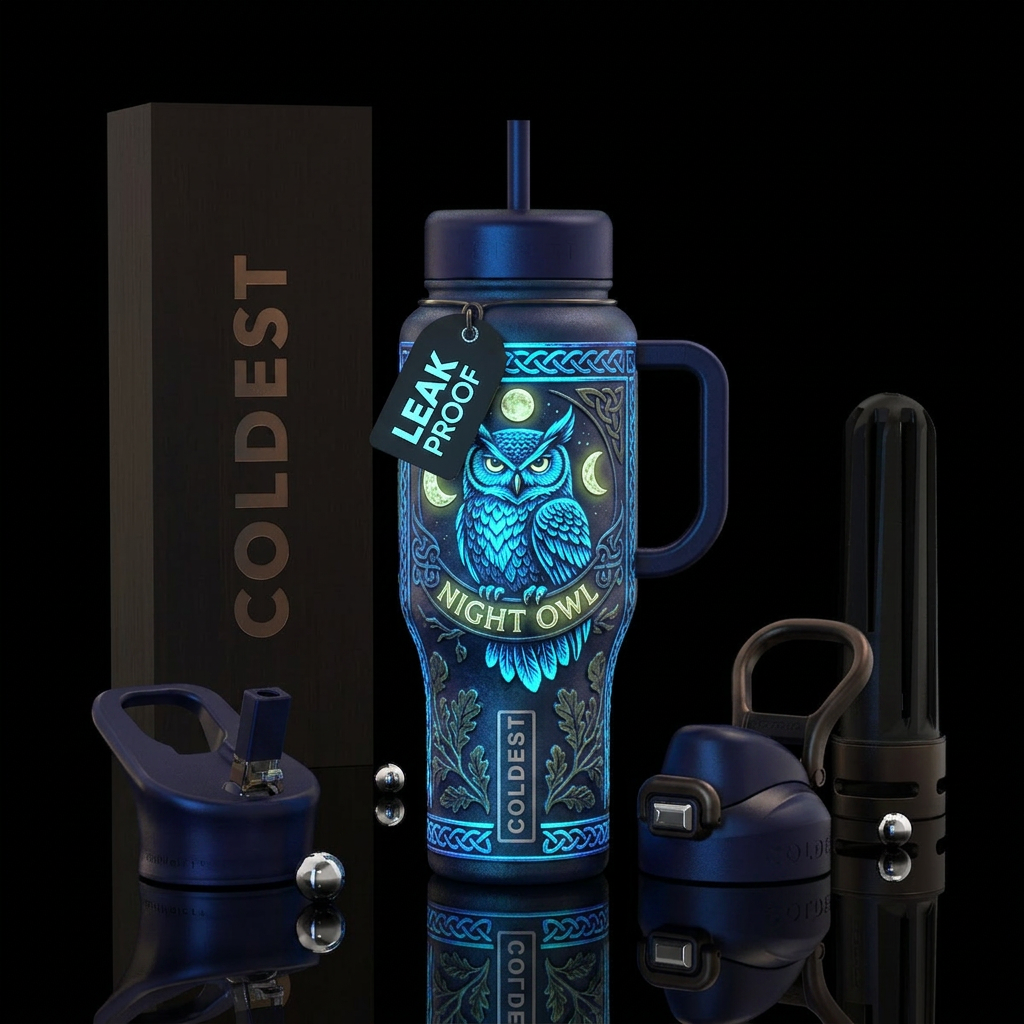 dramatic, low-light photograph of the textured 'Ni... water bottle design