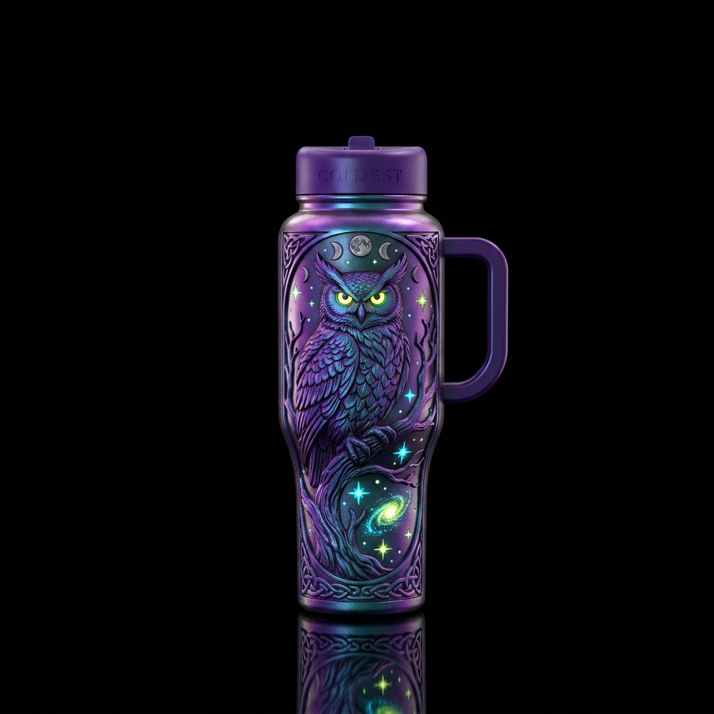 detailed Halloween vibes, close-up photograph of a... water bottle design