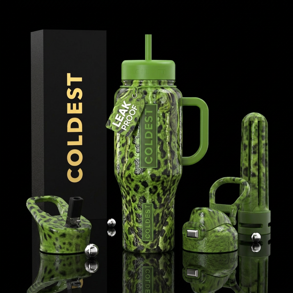 Bullfrog, glossy, trompe-l'œil water bottle design