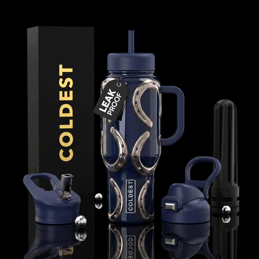 Horseshoe art, glossy, trompe-l'œil water bottle design