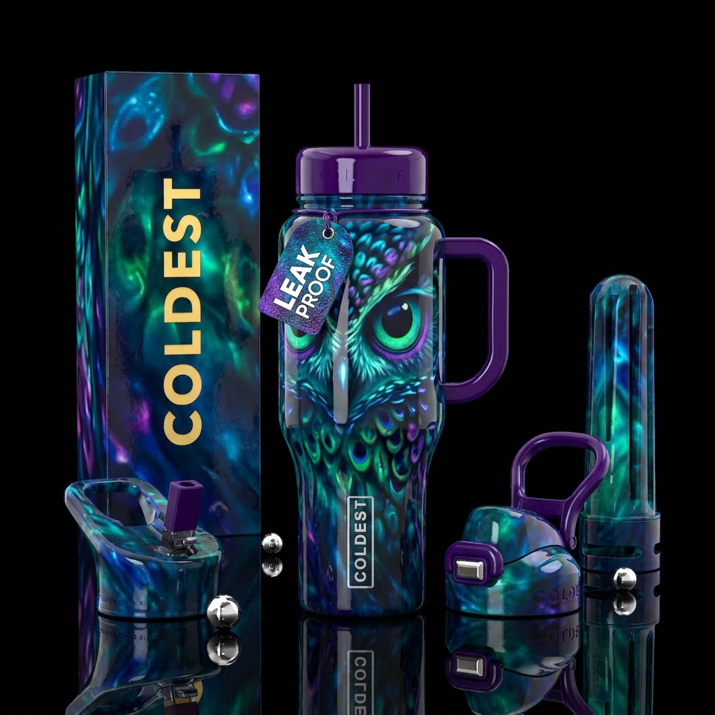 Blubbery, glossy, trompe-l'œil, glowie,vibrant ,vi... water bottle design