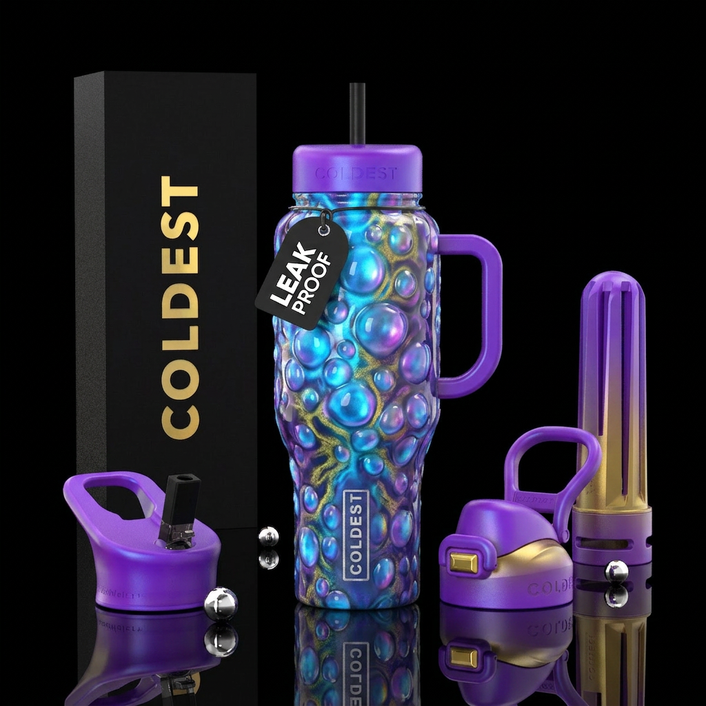 Blubbery, glossy, trompe-l'œil, glowie,vibrant ,vi... water bottle design
