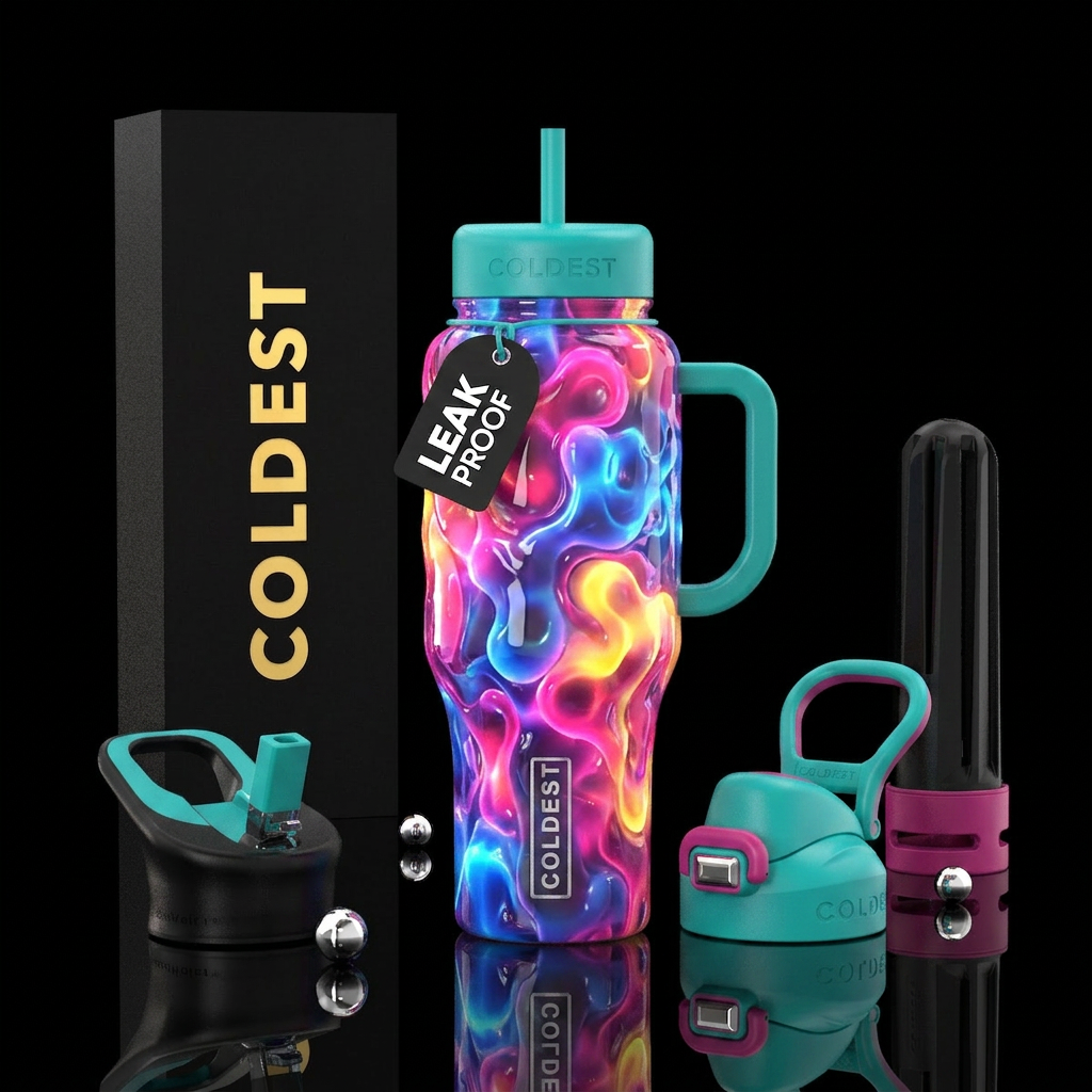 Blubbery, glossy, trompe-l'œil, glowie,vibrant ,vi... water bottle design