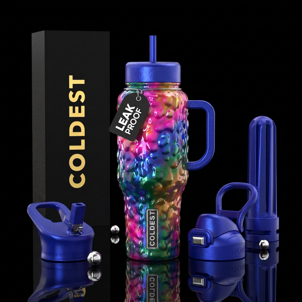 Blubbery, glossy, trompe-l'œil, glowie,vibrant ,vi... water bottle design