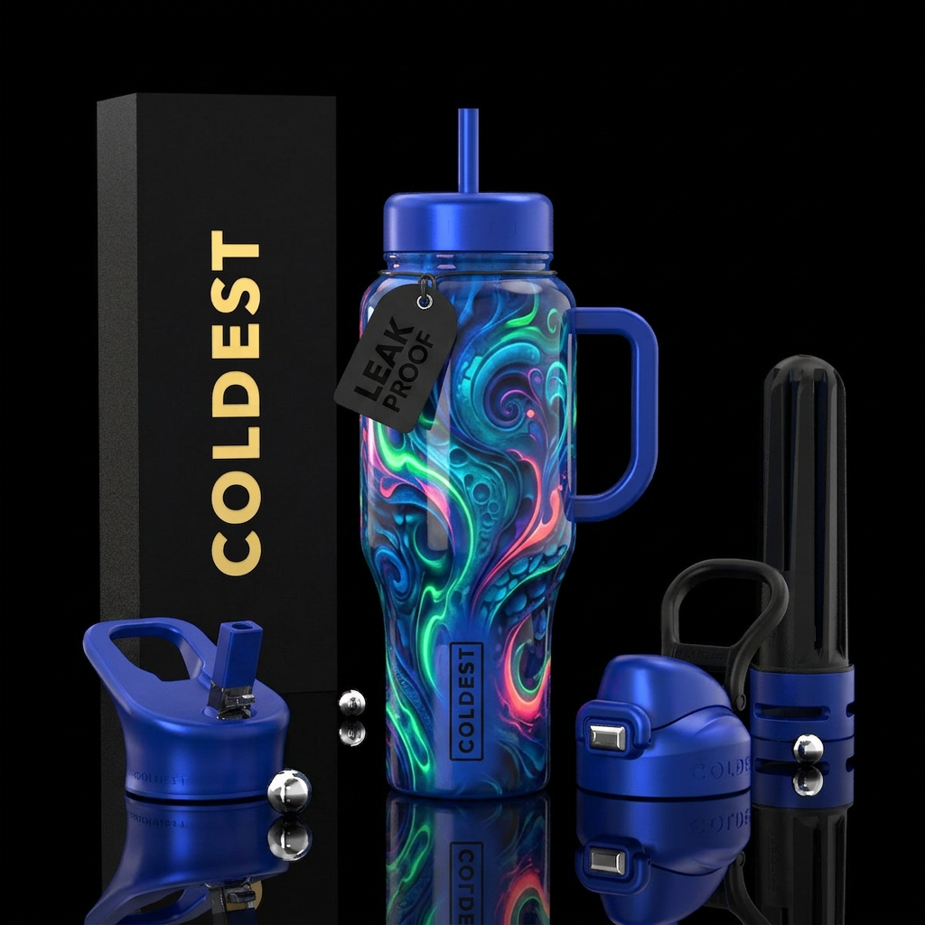 Blubbery, glossy, trompe-l'œil, glowie,vibrant ,vi... water bottle design
