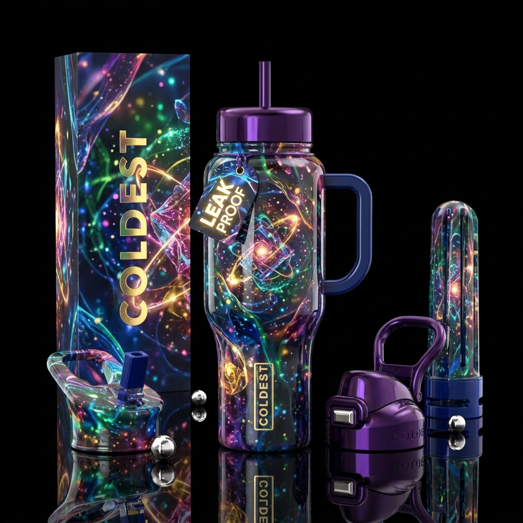 Blubbery, glossy, trompe-l'œil, glowie,vibrant ,vi... water bottle design