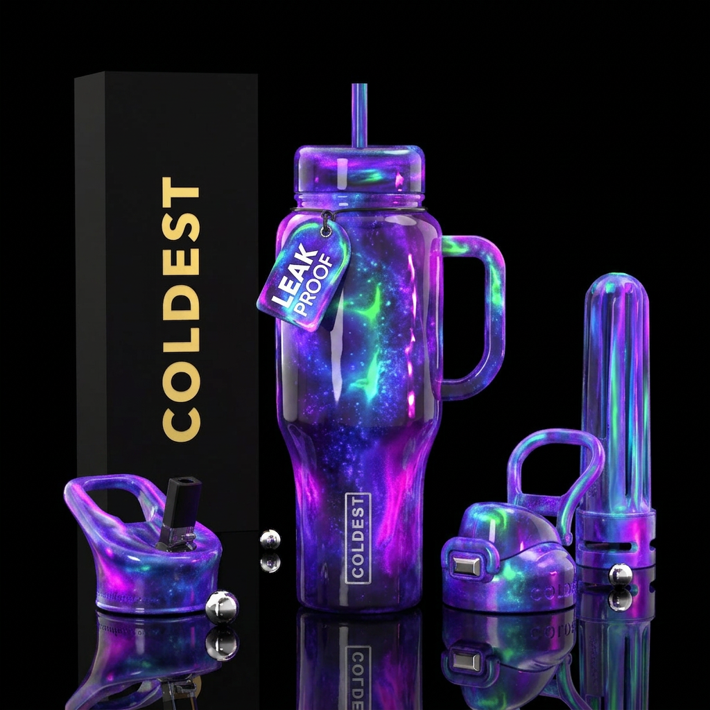 Blubbery, glossy, trompe-l'œil, glowie,vibrant ,vi... water bottle design
