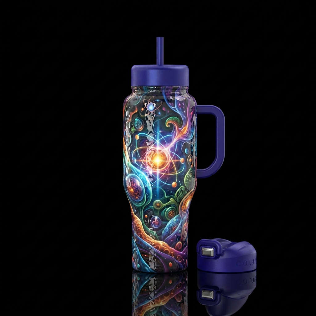 Blubbery, glossy, trompe-l'œil, glowie,vibrant ,vi... water bottle design