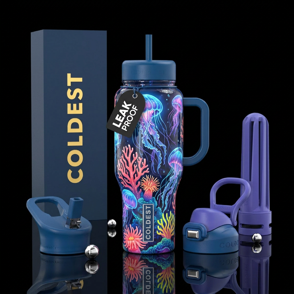Blubbery, glossy, trompe-l'œil, glowie,vibrant ,vi... water bottle design
