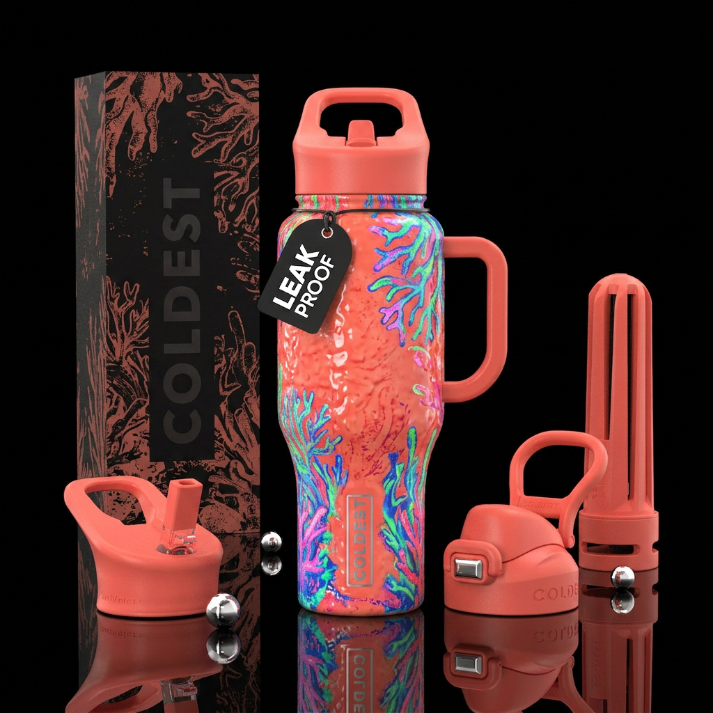 Blubbery, glossy, trompe-l'œil, glowie,vibrant ,vi... water bottle design