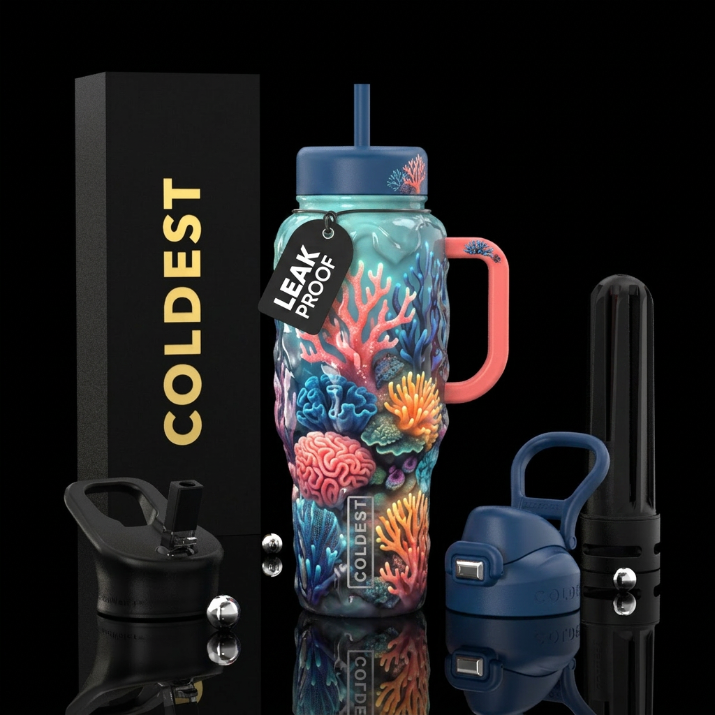 Blubbery, glossy, trompe-l'œil, glowie,vibrant ,vi... water bottle design