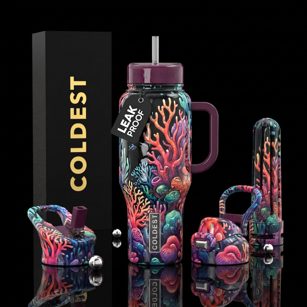 Blubbery, glossy, trompe-l'œil, glowie,vibrant ,vi... water bottle design