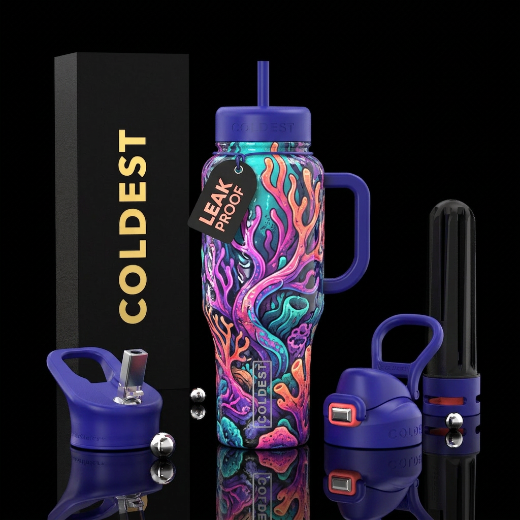 Blubbery, glossy, trompe-l'œil, glowie,vibrant ,vi... water bottle design