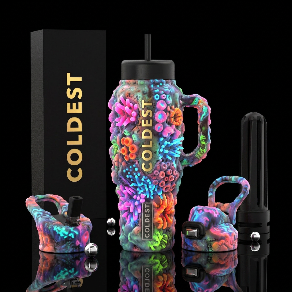 Blubbery, glossy, trompe-l'œil, glowie,vibrant ,vi... water bottle design