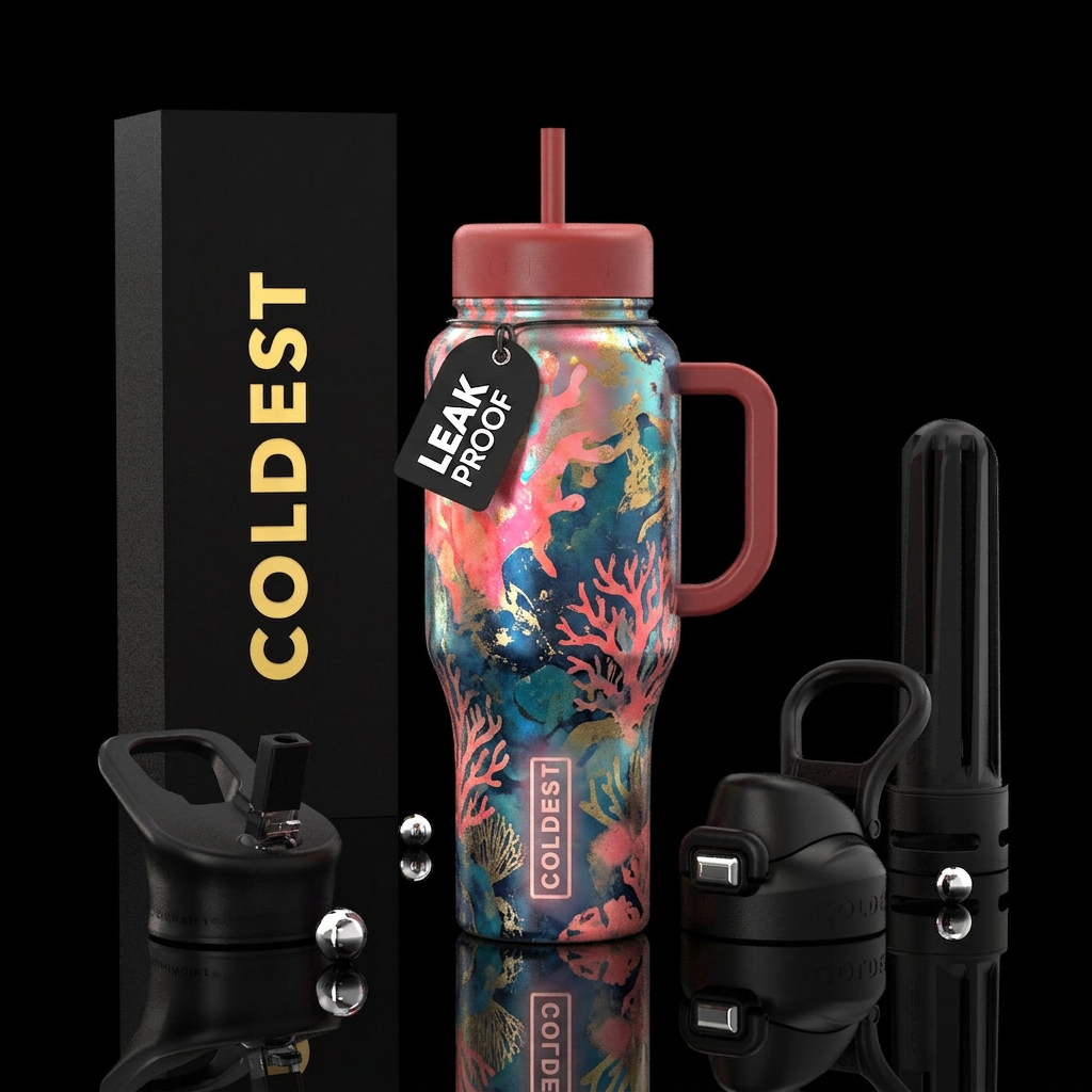 Blubbery, glossy, trompe-l'œil, glowie,vibrant ,vi... water bottle design