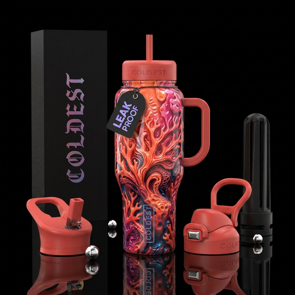 Blubbery, glossy, trompe-l'œil, glowie,vibrant ,vi... water bottle design