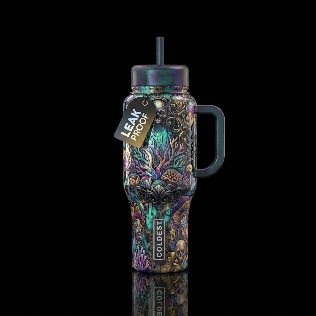 Blubbery, glossy, trompe-l'œil, glowie,vibrant ,vi... water bottle design