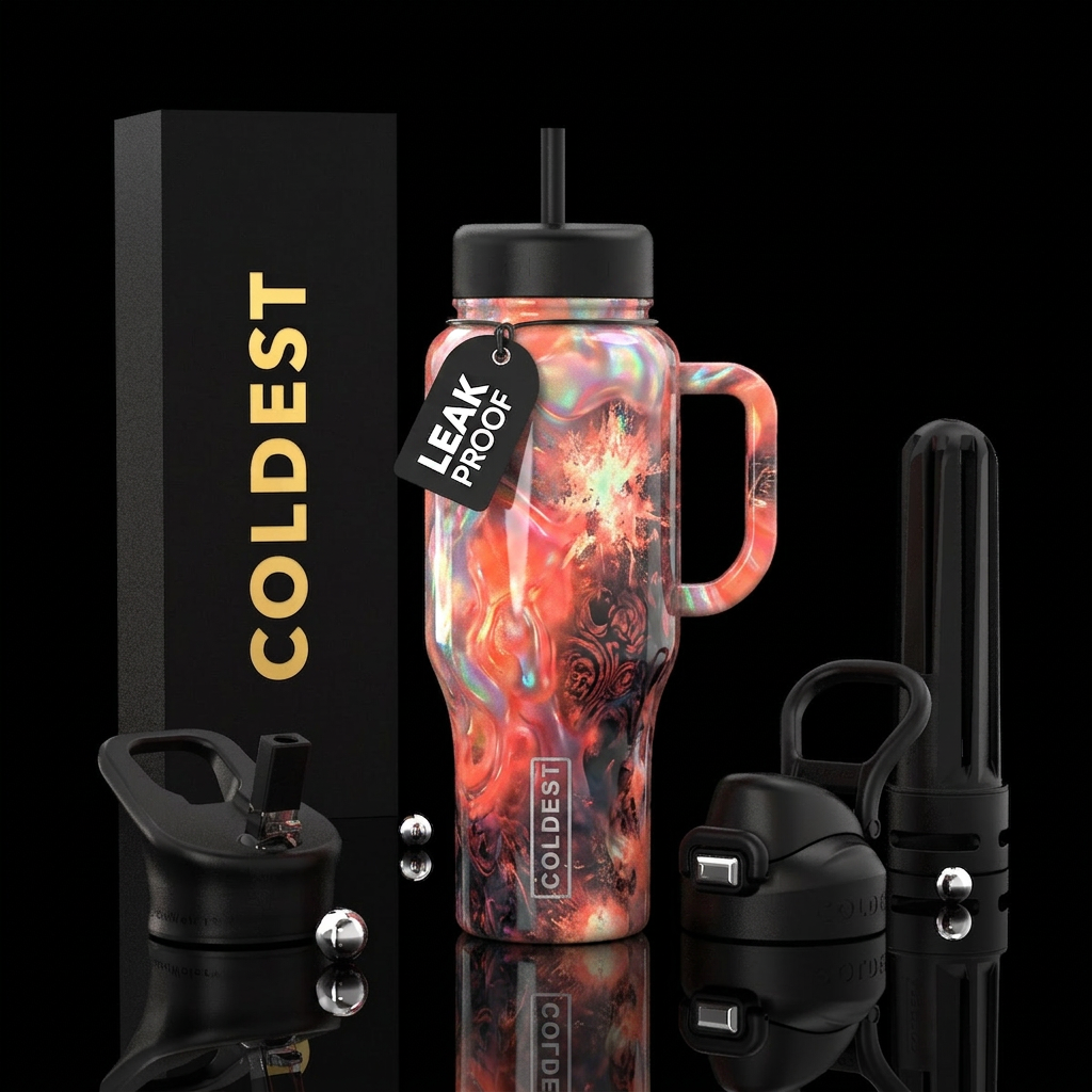 Blubbery, glossy, trompe-l'œil, glowie,vibrant ,vi... water bottle design