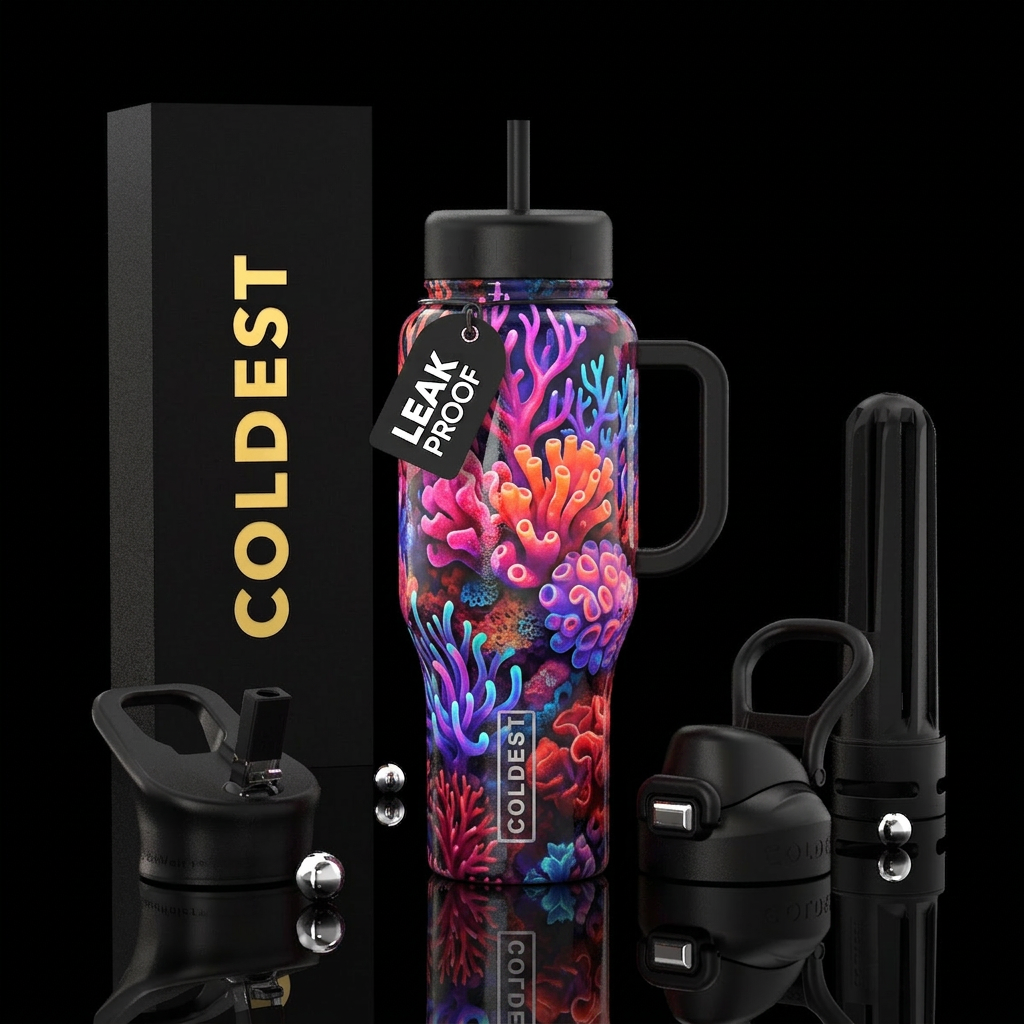 Blubbery, glossy, trompe-l'œil, glowie,vibrant ,vi... water bottle design