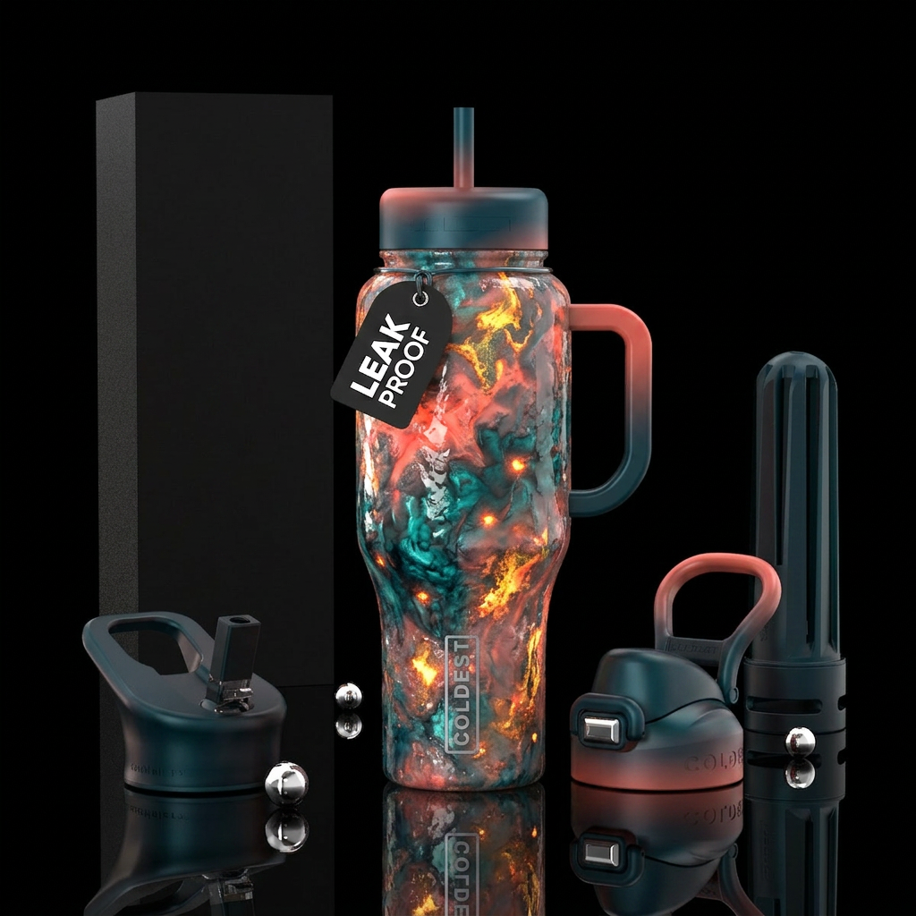 Blubbery, glossy, trompe-l'œil, glowie,vibrant ,vi... water bottle design