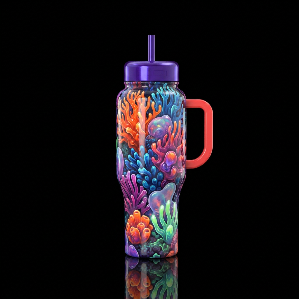 Blubbery, glossy, trompe-l'œil, glowie,vibrant ,vi... water bottle design
