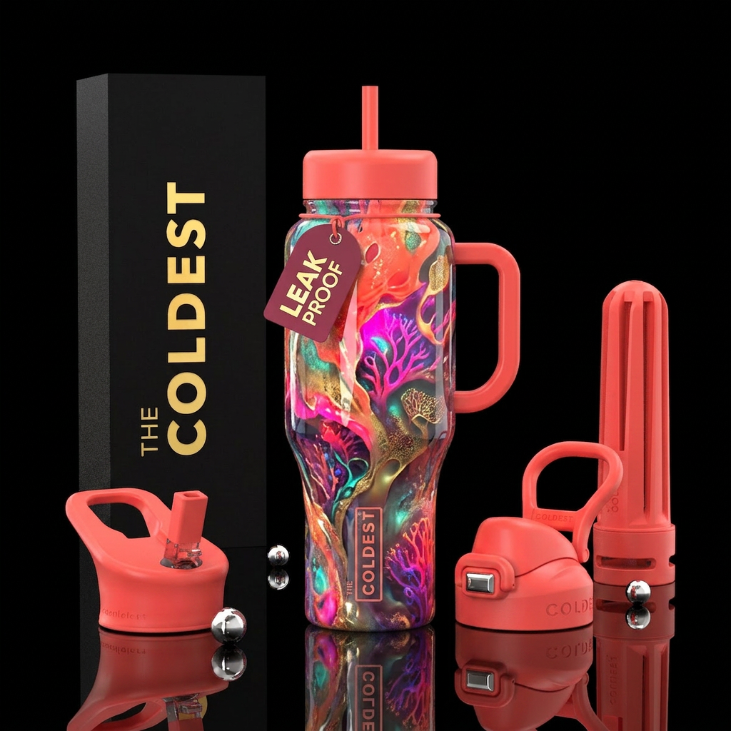 Blubbery, glossy, trompe-l'œil, glowie,vibrant ,vi... water bottle design
