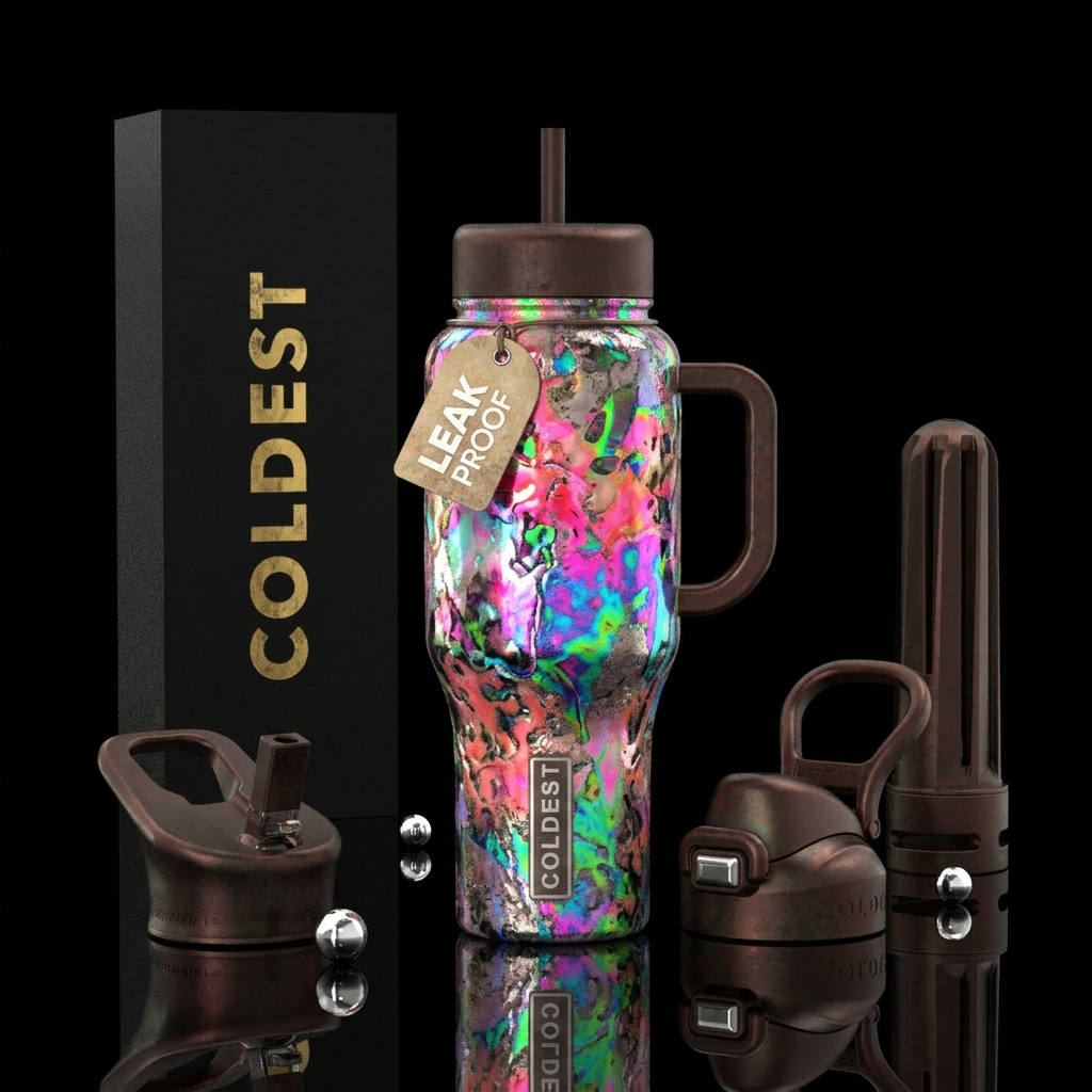 Blubbery, glossy, trompe-l'œil, glowie,vibrant ,vi... water bottle design