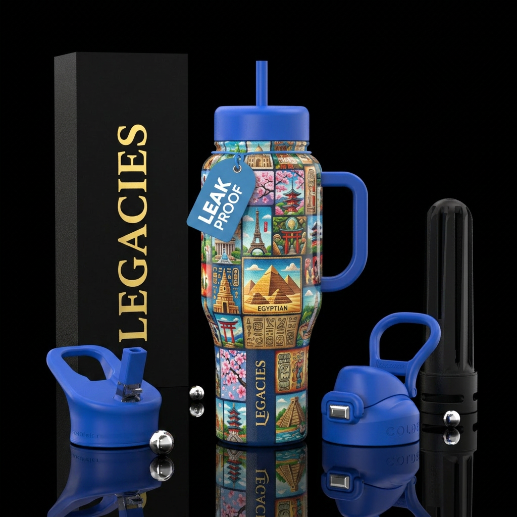 Legacies,glossy,trompe-l'œil, playful water bottle design