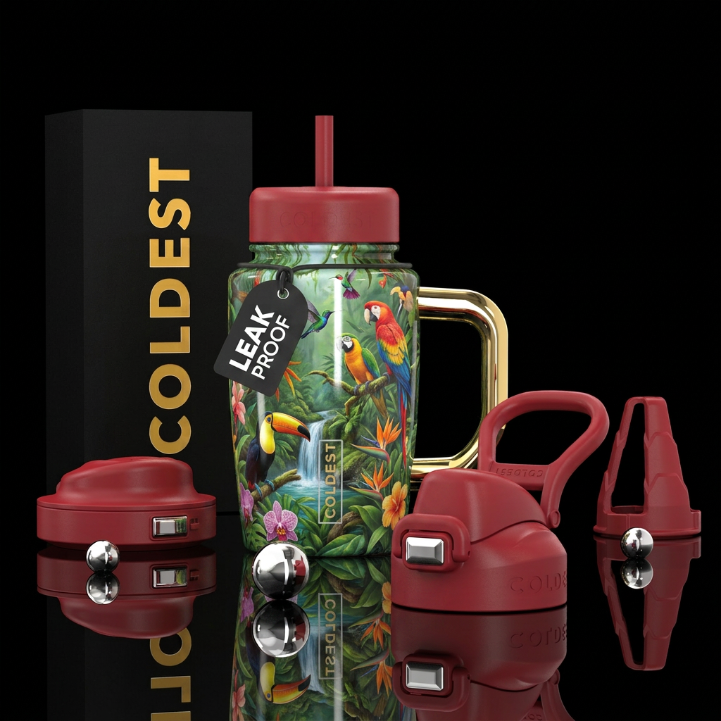 Glossy, trompe-l'œil, beautiferous water bottle design
