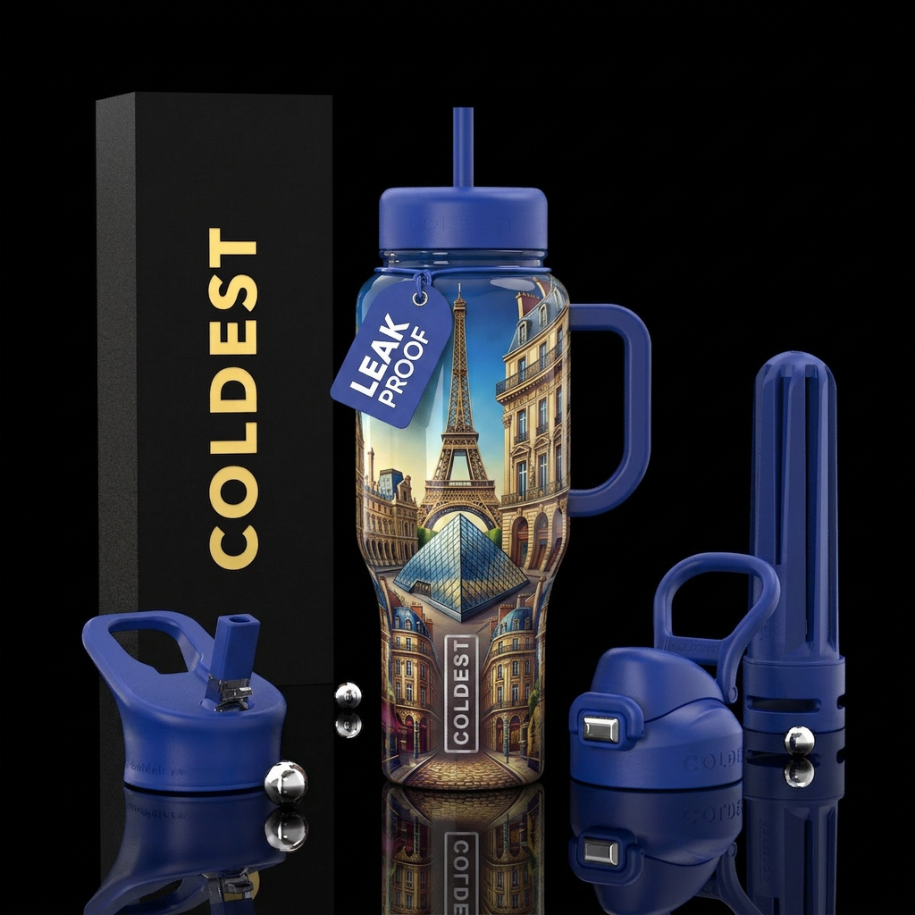Glossy, trompe-l'œil, beautiferous,paris water bottle design
