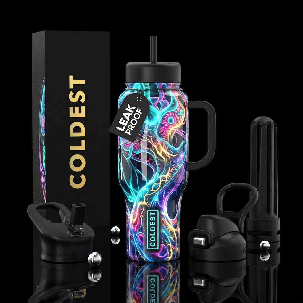 Glossy, trompe-l'œil, beautiferous,glow in the dar... water bottle design