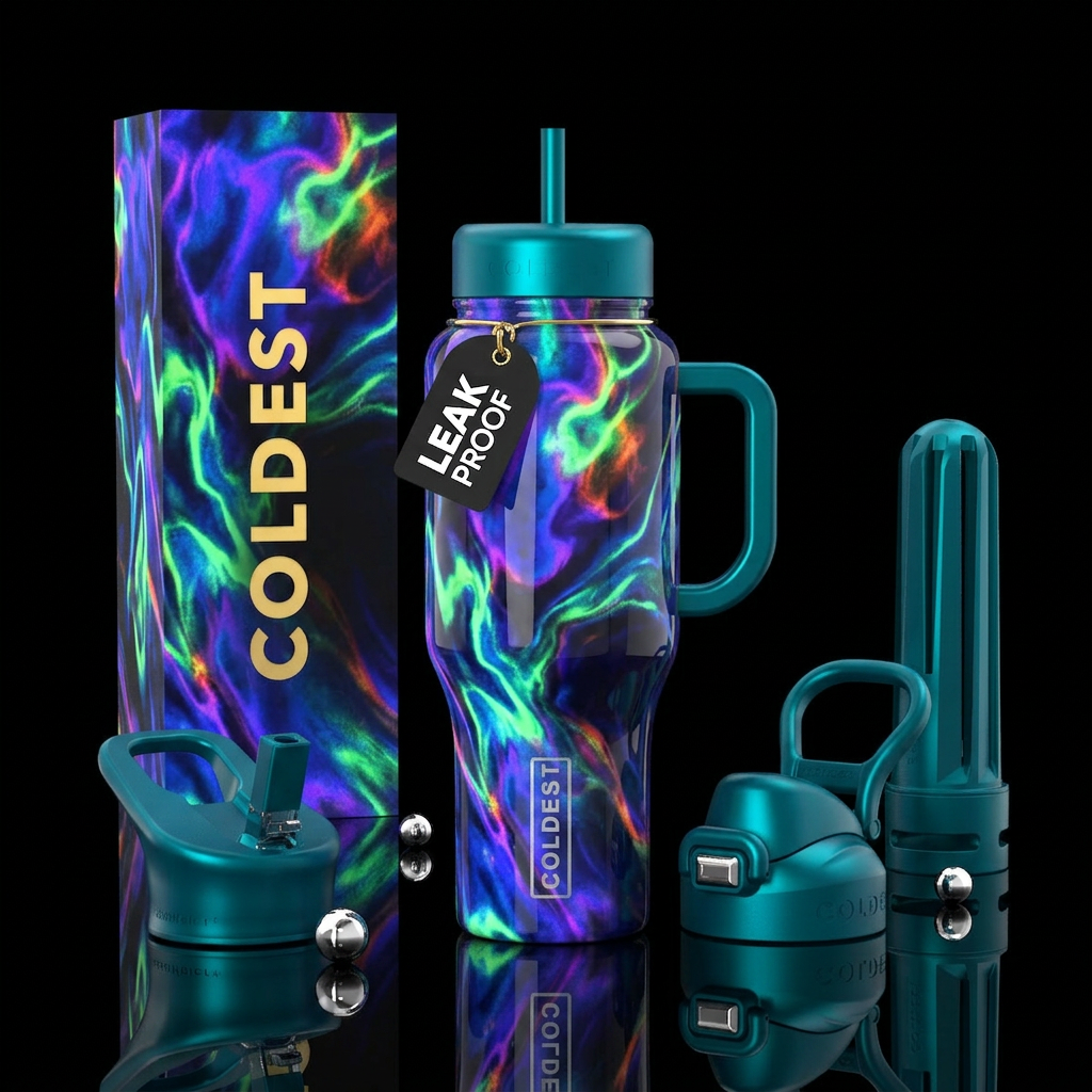 Glossy, trompe-l'œil, beautiferous,glow in the dar... water bottle design