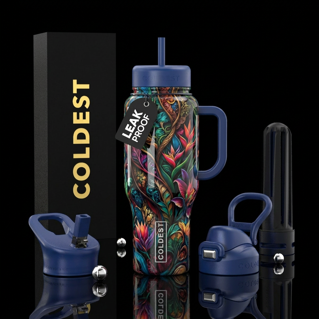 Beautiferous,glossy, trompe-l'œil water bottle design