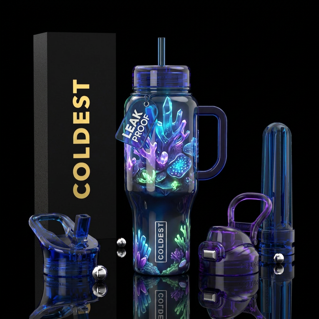 Beautiferous,glossy, trompe-l'œil ,fantasy,glowie water bottle design