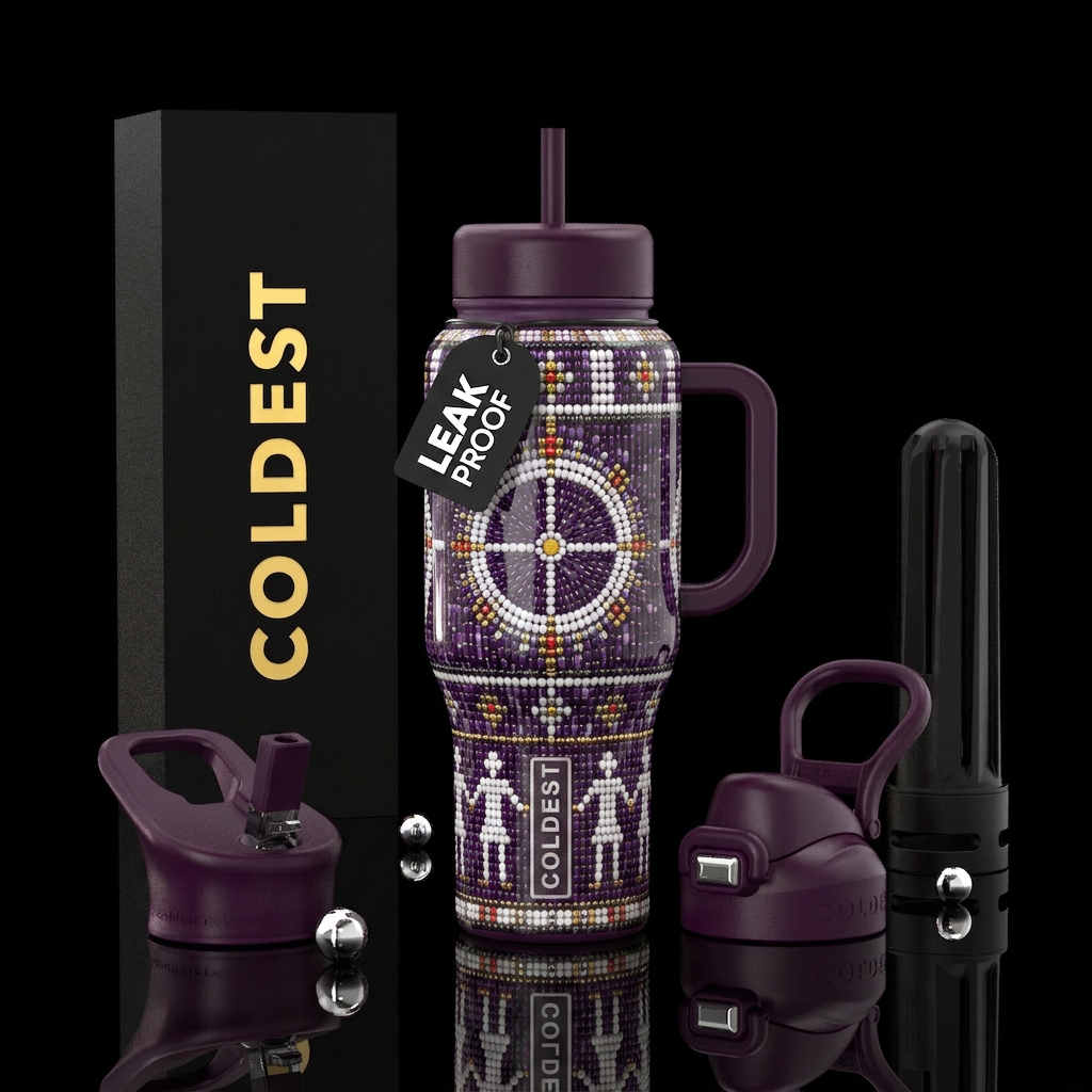 Beautiferous,glossy, trompe-l'œil ,Wampum belts water bottle design