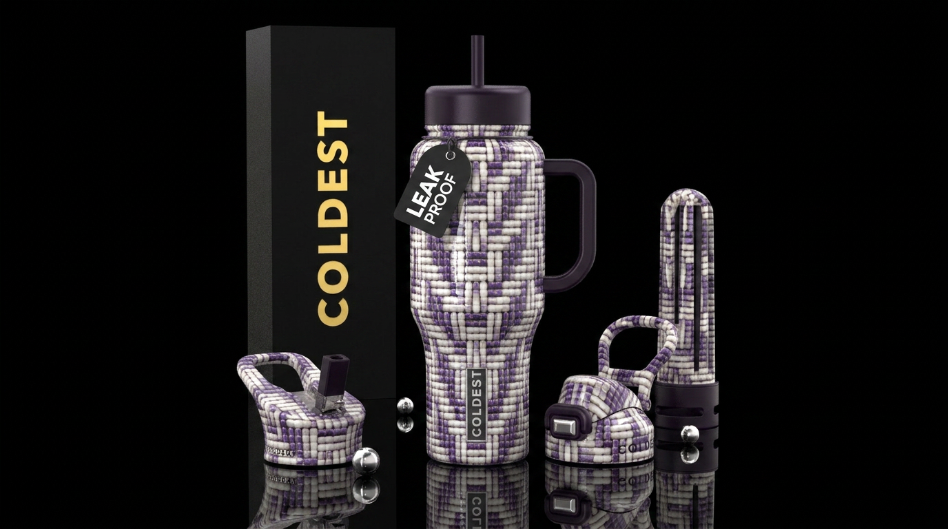 Beautiferous,glossy, trompe-l'œil ,Wampum water bottle design